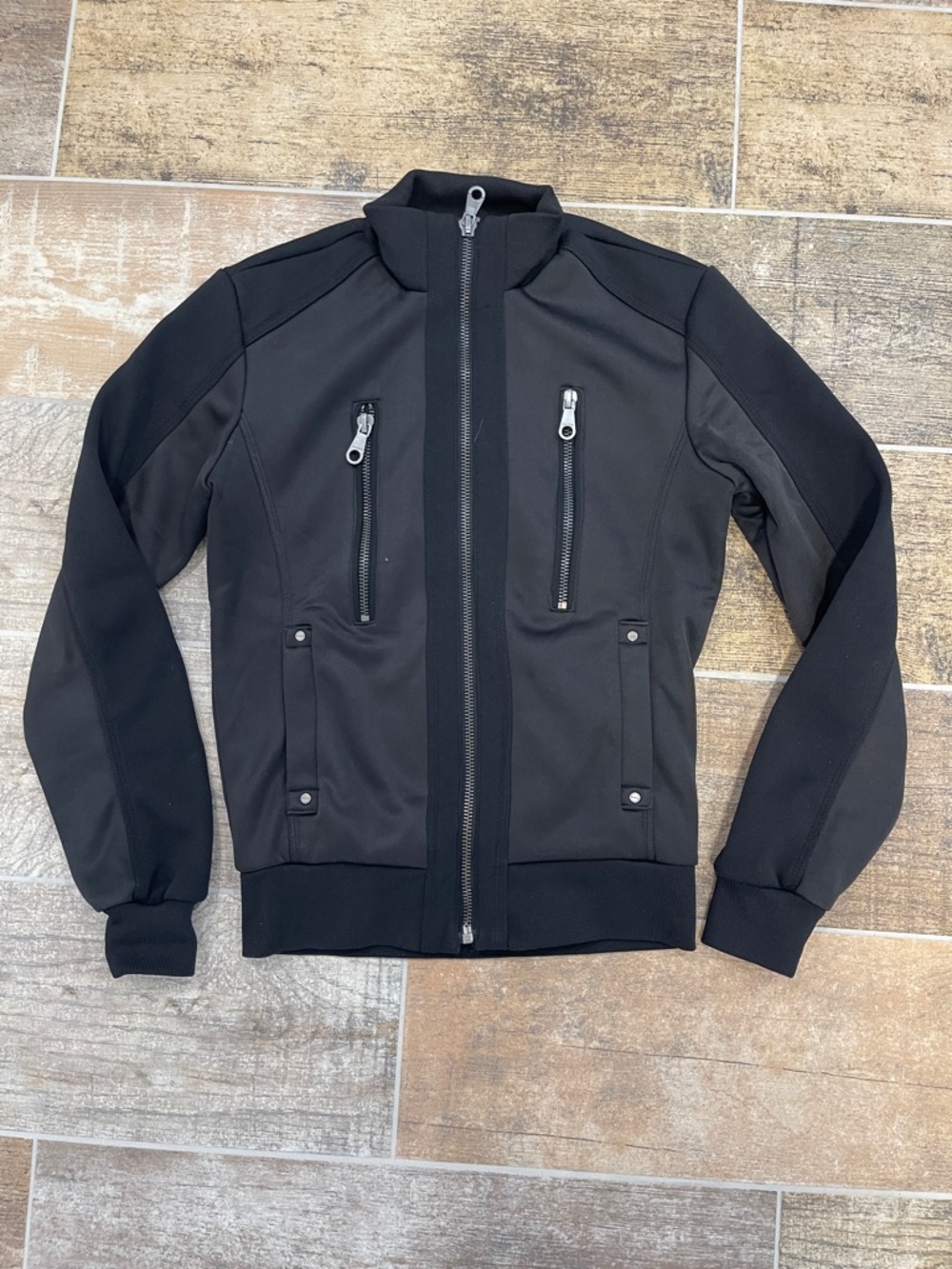 Zara Collection Black Full Zip Sweatshirt Jacket Mens Small S Zipper Pockets